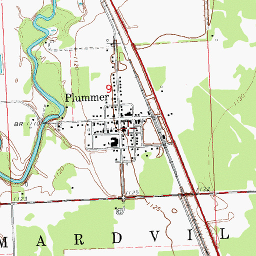 Topographic Map of Plummer Volunteer Fire Department, MN