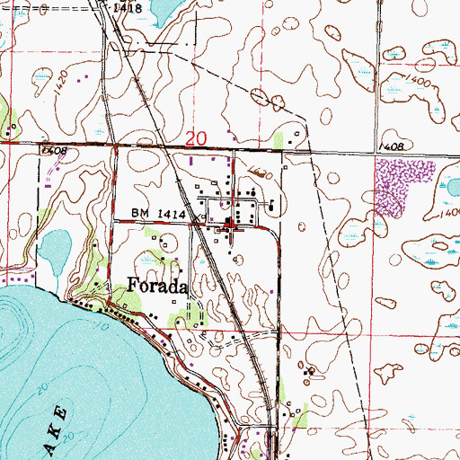 Topographic Map of Forada Fire and Rescue, MN