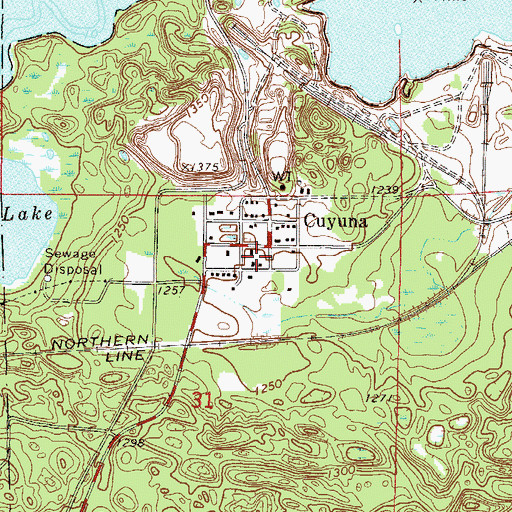 Topographic Map of Cuyuna Fire Department, MN
