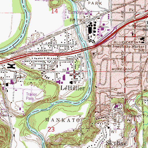 Topographic Map of South Bend Volunteer Fire Department, MN