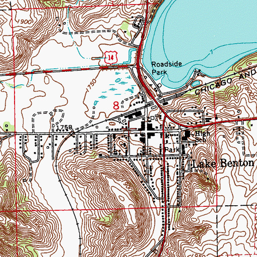 Topographic Map of Lake Benton Fire Department, MN