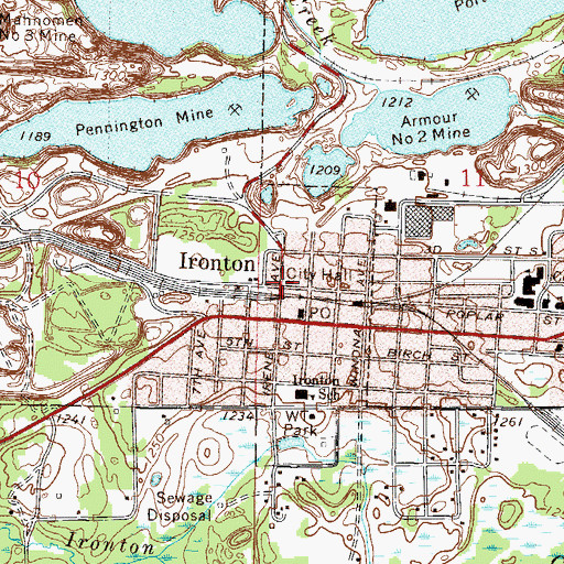 Topographic Map of Ironton Fire Department, MN