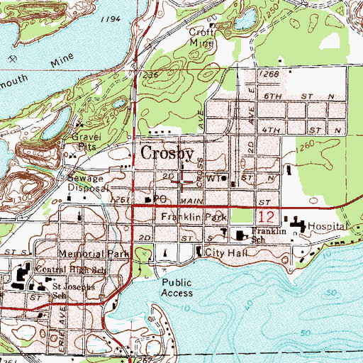 Topographic Map of Crosby Volunteer Fire Department, MN