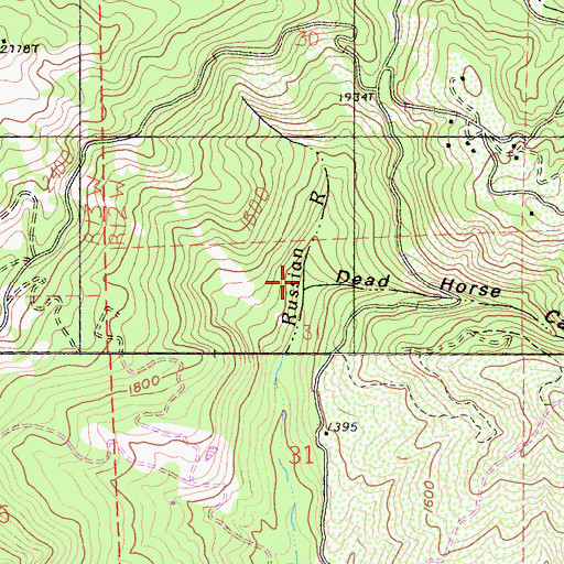 Topographic Map of Dead Horse Canyon, CA