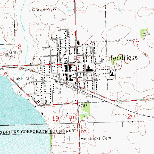 Topographic Map of Hendricks Fire Department, MN