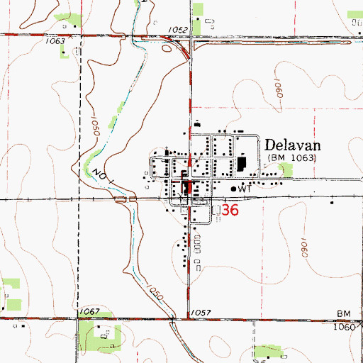 Topographic Map of Delavan Volunteer Fire Department, MN
