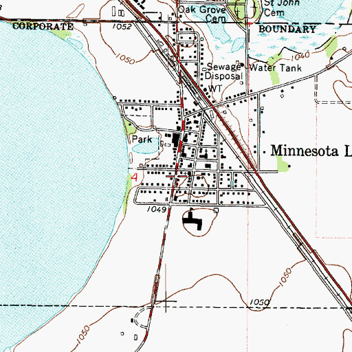 Topographic Map of Minnesota Lake Fire Department, MN