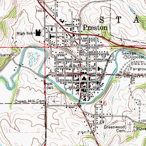 Topographic Map of Preston Fire Department, MN