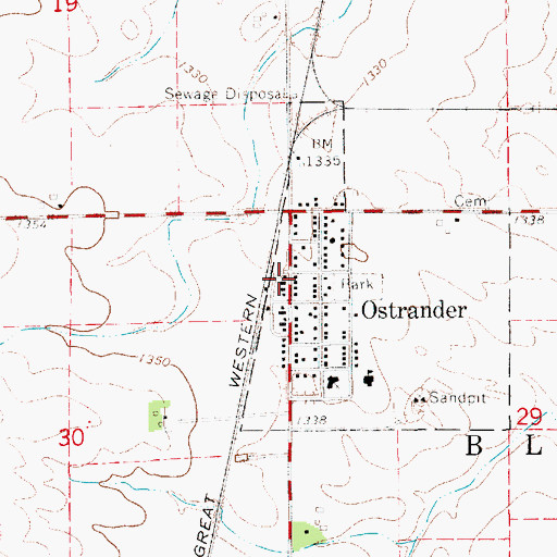 Topographic Map of Ostrander Fire Department, MN