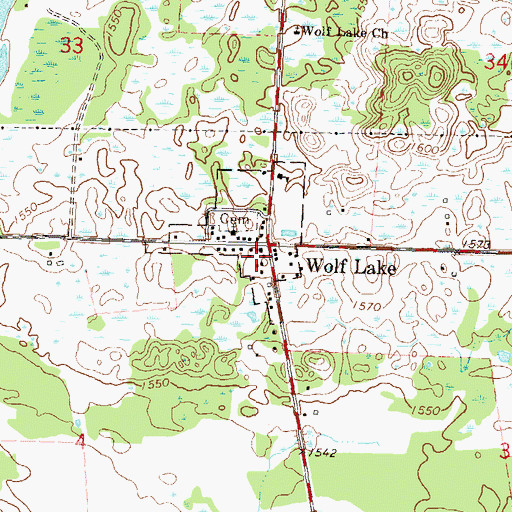 Topographic Map of Wolf Lake Fire Department, MN