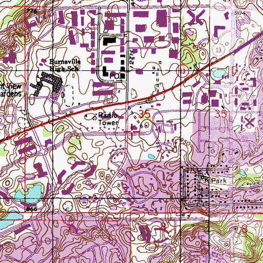 Topographic Map of Burnsville Fire Department Station 2, MN