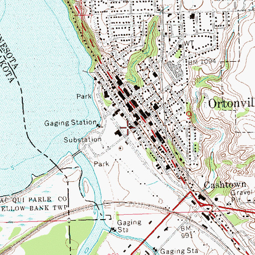 Topographic Map of Ortonville Fire Department, MN