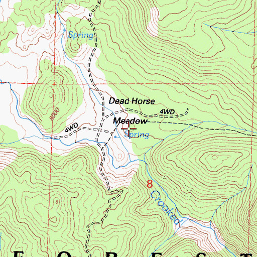 Topographic Map of Dead Horse Meadow, CA