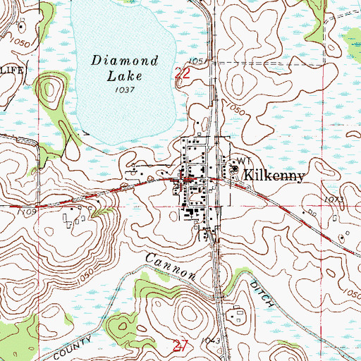 Topographic Map of Kilkenny Fire Department, MN