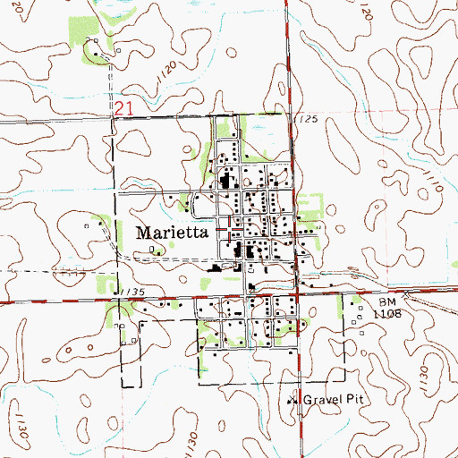 Topographic Map of Marietta Fire Department, MN