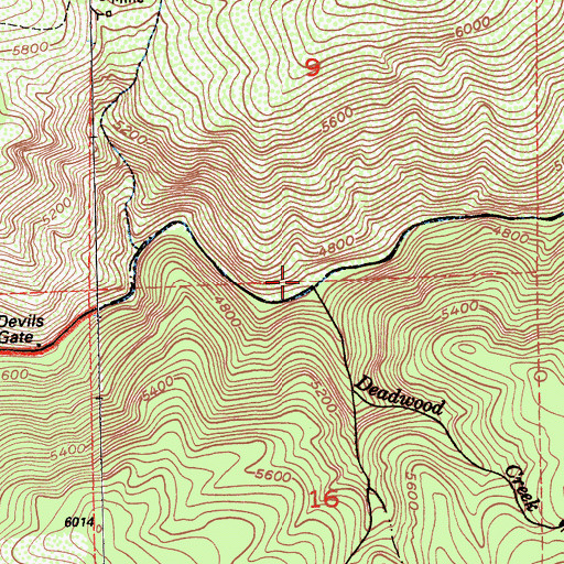 Topographic Map of Deadwood Creek, CA