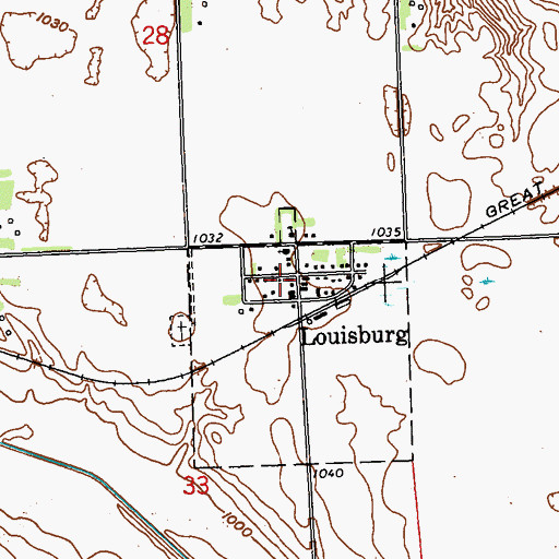 Topographic Map of Louisburg Fire Department, MN