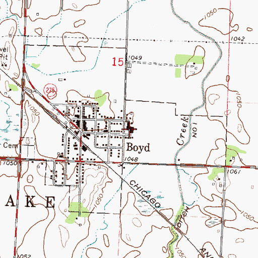 Topographic Map of Boyd Volunteer Fire Department, MN