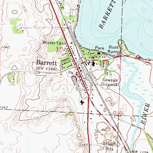 Topographic Map of Barrett Fire Department, MN