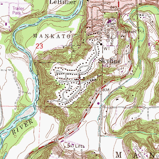 Topographic Map of Skyline Volunteer Fire Department, MN