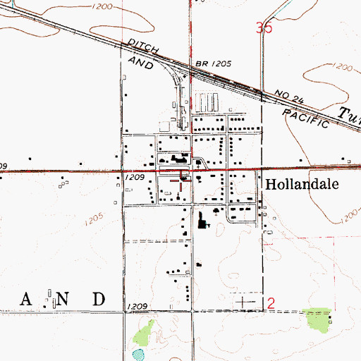 Topographic Map of Hollandale Fire Department, MN