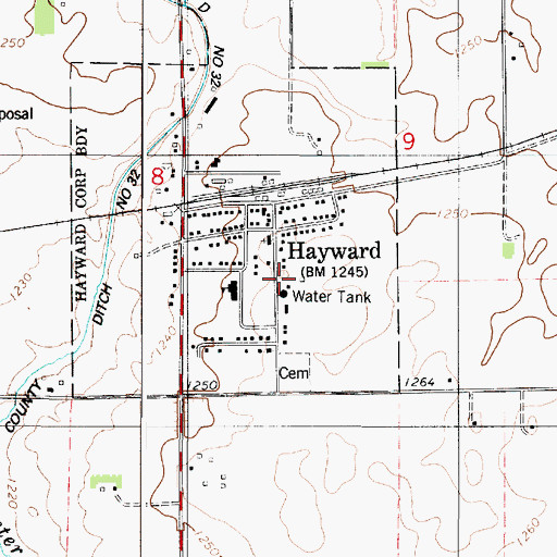 Topographic Map of Hayward Fire Department, MN