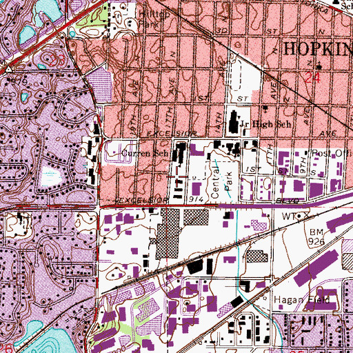 Topographic Map of Hopkins Fire Department, MN