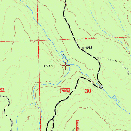 Topographic Map of Deer Creek, CA