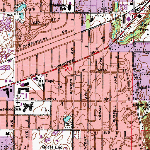 Topographic Map of Bloomington Fire Department Station 2, MN