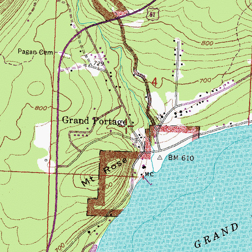 Topographic Map of Grand Portage Volunteer Fire Department, MN