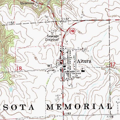 Topographic Map of Altura Fire Department, MN
