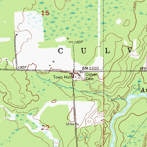 Topographic Map of Culver Fire Department, MN