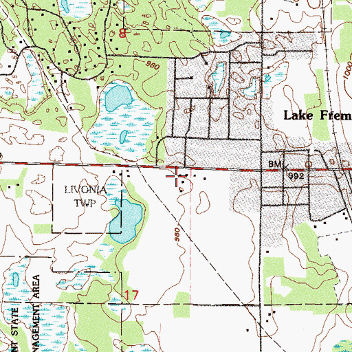 Topographic Map of Zimmerman - Livonia Fire District, MN