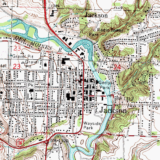 Topographic Map of Jackson Fire Department, MN