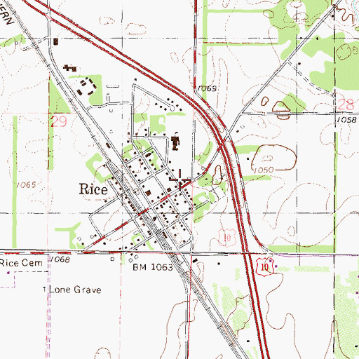 Topographic Map of Rice Fire Department, MN