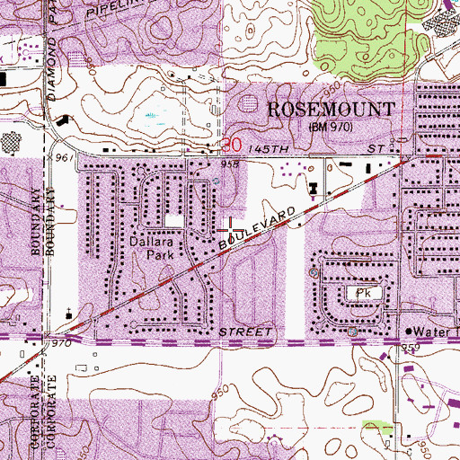 Topographic Map of Rosemount Fire Department Station 1, MN