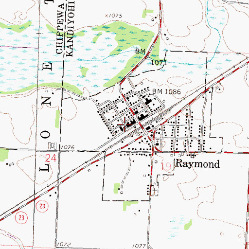 Topographic Map of Raymond Fire Department, MN