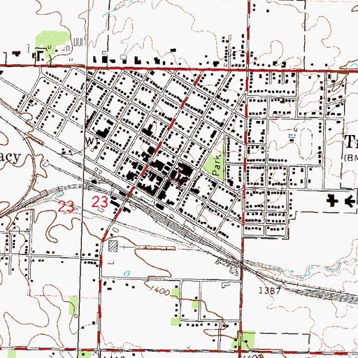 Topographic Map of Tracy Fire Department, MN