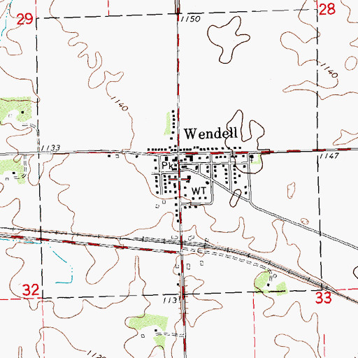 Topographic Map of Wendell Fire Department, MN