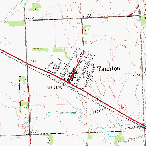Topographic Map of Taunton Fire Department Station 2, MN