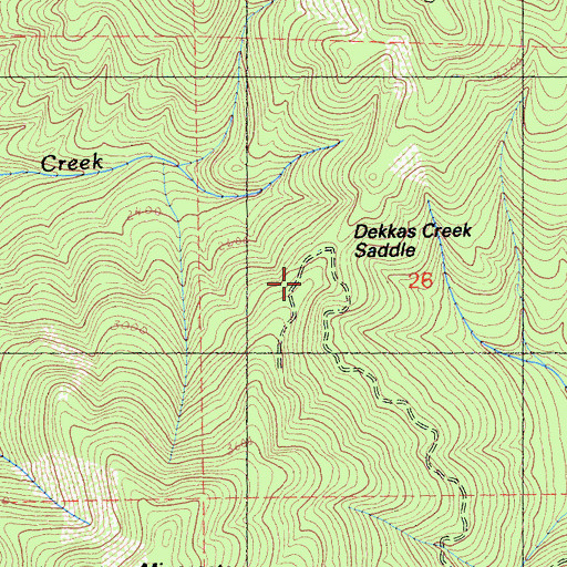 Topographic Map of Dekkas Creek Saddle, CA