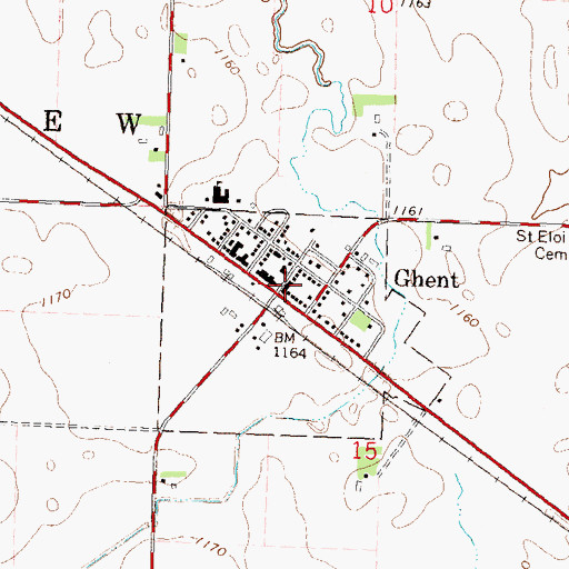Topographic Map of Ghent Fire Department, MN