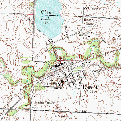 Topographic Map of Russell Fire Department, MN