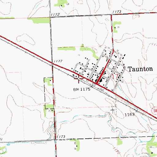 Topographic Map of Taunton Fire Department Station 1, MN