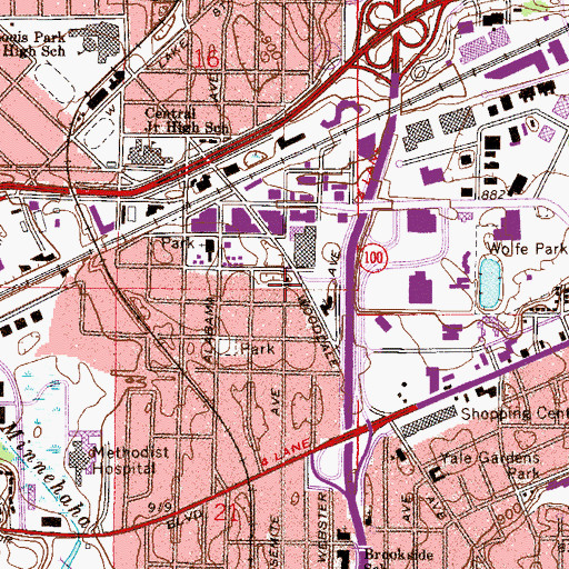 Topographic Map of Saint Louis Park Fire Department Station 1, MN
