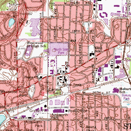 Topographic Map of Saint Louis Park Fire Department Station 2, MN