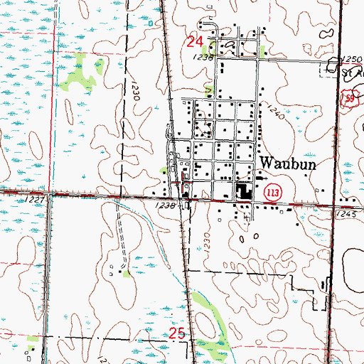 Topographic Map of Waubun Fire Department, MN