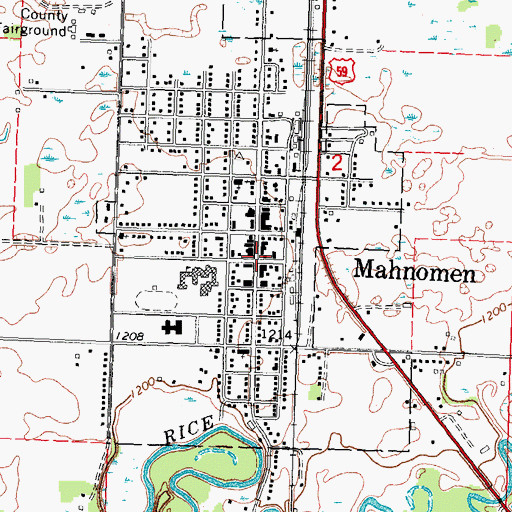 Topographic Map of Mahnomen Volunteer Fire Department, MN