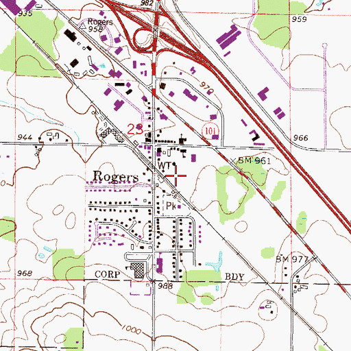 Topographic Map of Rogers Fire Department Station 1, MN