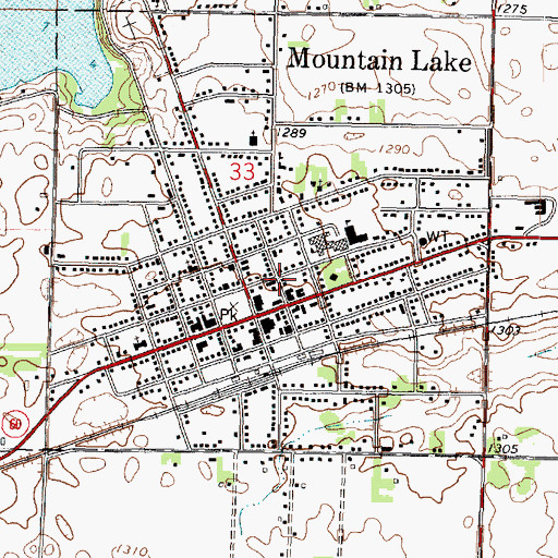 Topographic Map of Mountain Lake Volunteer Fire Department and Ambulance Service, MN